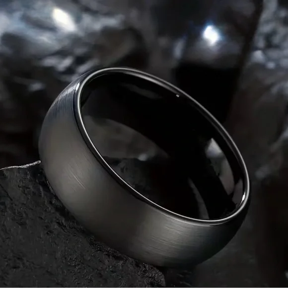 Mens Matte Black Stainless Steel Band Ring Size 14 - Picture 2 of 2